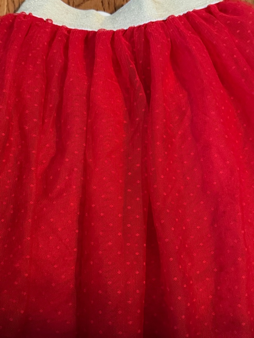 Bonnie Jean Red Tulle Skirt with Sparkle Gold Waistband Size 6 NWOT